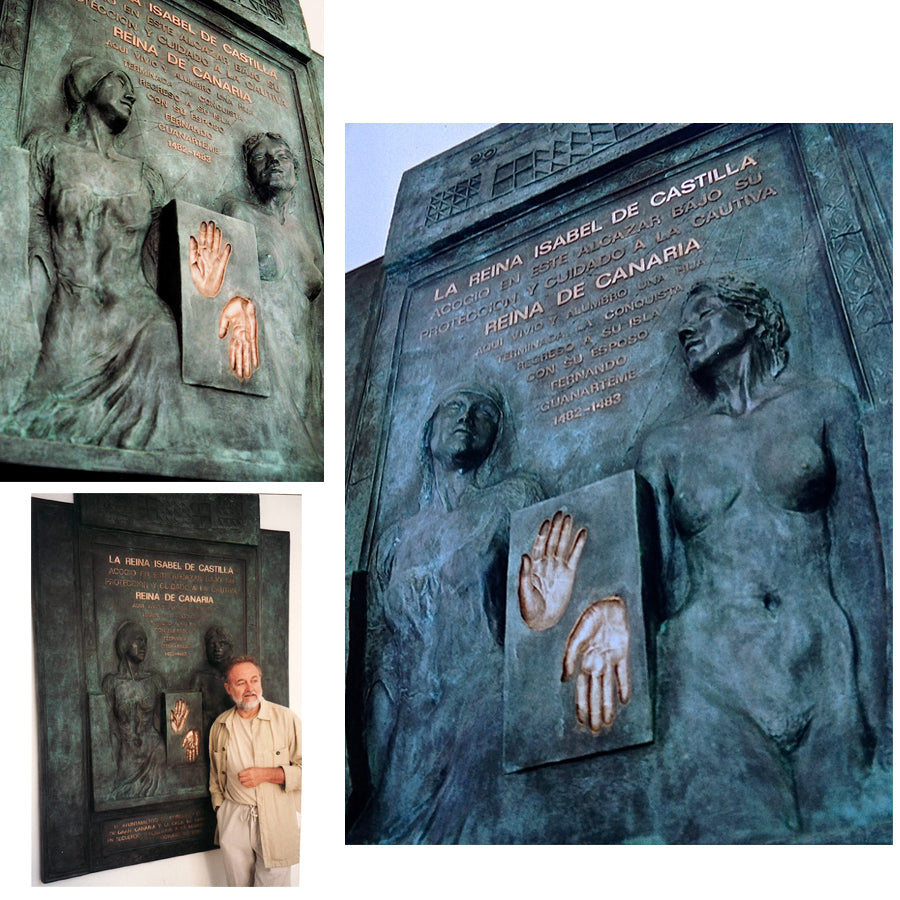 Bajorrelieve Reina de Canaria de Facundo Fierro en el Alcázar de los Reyes Cristianos de Córdoba